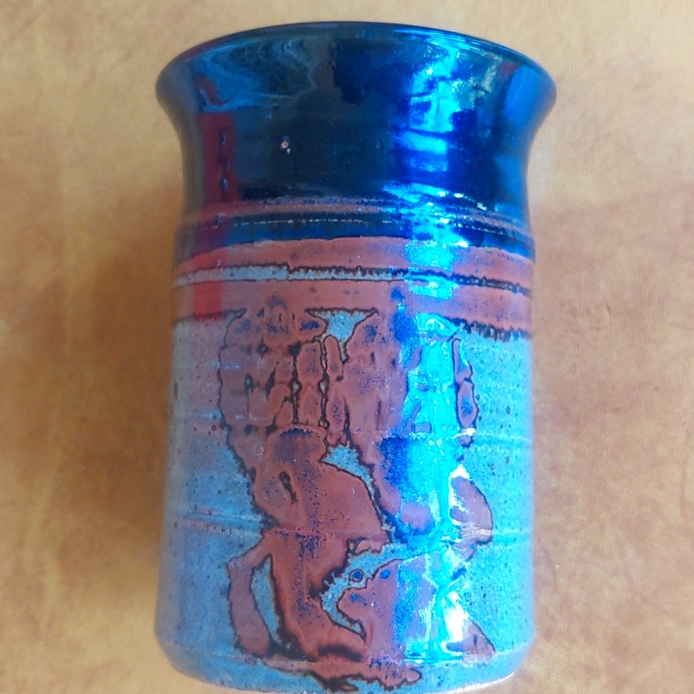 Floyd Kemp Mid-Century Studio Pottery Vase Jar Tenmoku Glaze Signed 6”H …